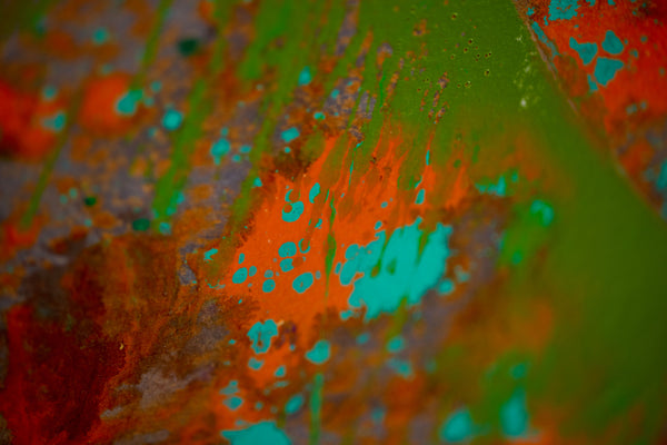 Dale Chihuly Turquoise Orange Macchia Signed 42” Original Painting
