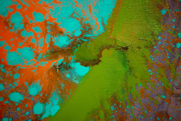 Dale Chihuly Turquoise Orange Macchia Signed 42” Original Painting