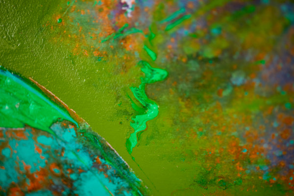 Dale Chihuly Turquoise Orange Macchia Signed 42” Original Painting