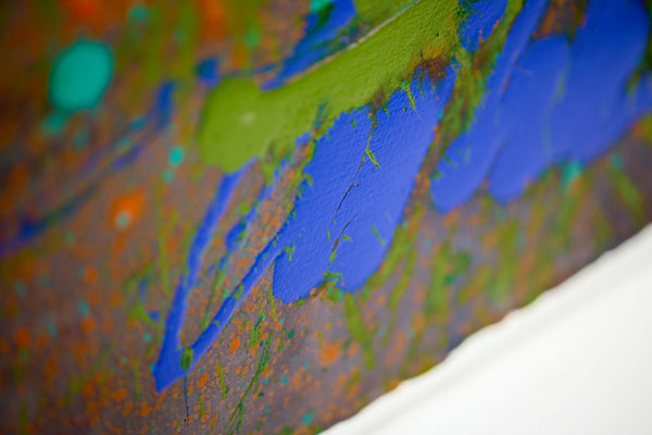 Dale Chihuly Turquoise Orange Macchia Signed 42” Original Painting
