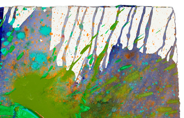 Dale Chihuly Turquoise Orange Macchia Signed 42” Original Painting