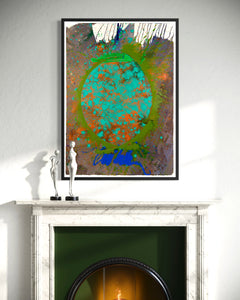 Dale Chihuly Turquoise Orange Macchia Signed 42” Original Painting