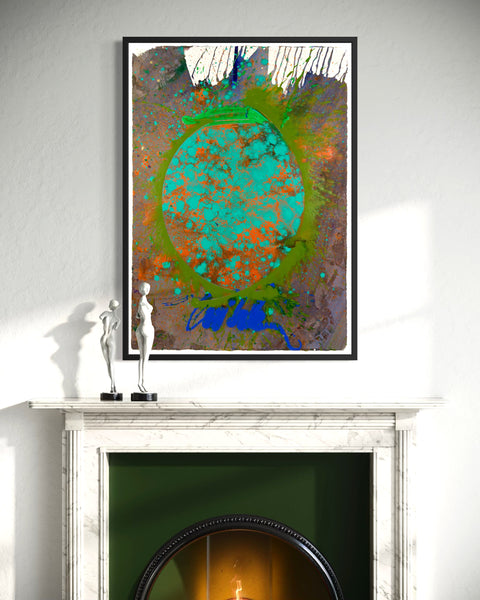 Dale Chihuly Turquoise Orange Macchia Signed 42” Original Painting