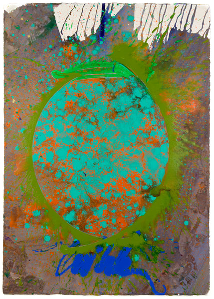 Dale Chihuly Turquoise Orange Macchia Signed 42” Original Painting