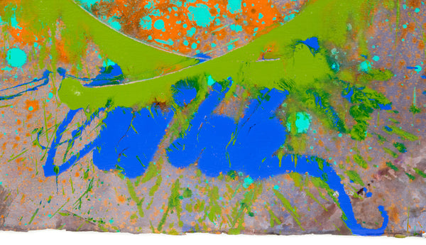Dale Chihuly Turquoise Orange Macchia Signed 42” Original Painting