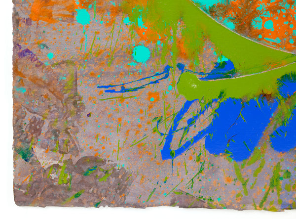 Dale Chihuly Turquoise Orange Macchia Signed 42” Original Painting