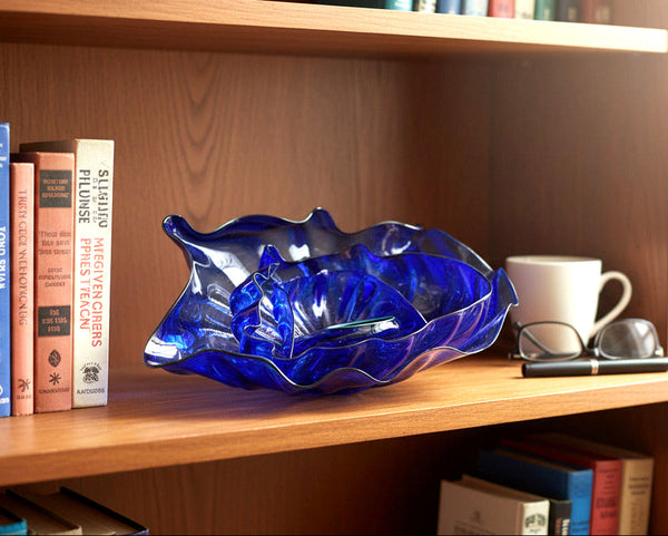 Dale Chihuly, Four Piece Ultramarine Seaform Set, Hand Blown Glass
