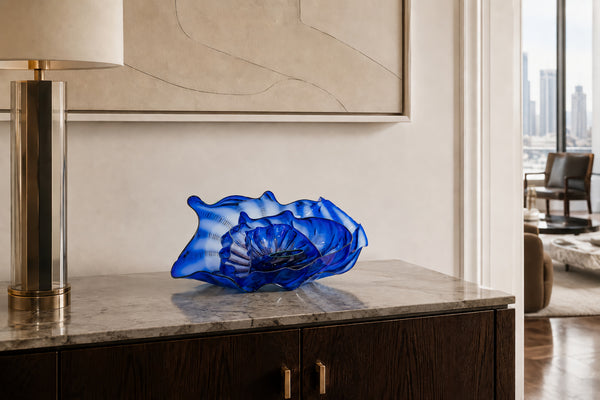 Dale Chihuly Four Piece Ultramarine Seaform Set Handblown Glass