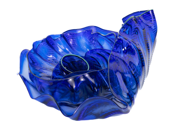Dale Chihuly Four Piece Ultramarine Seaform Set Handblown Glass