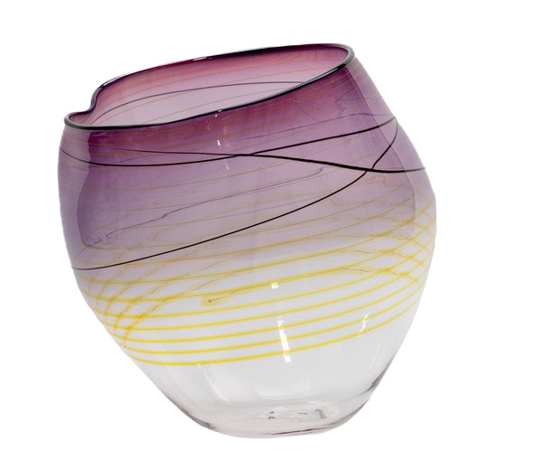 Dale Chihuly Violet Basket 3 Piece Set Signed 2010 Portland Press Hand-blown Glass