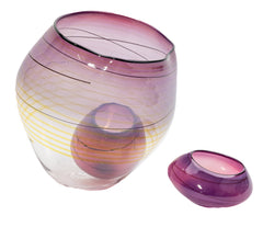 Dale Chihuly Violet Basket 3 Piece Set Signed 2010 Portland Press Hand-blown Glass