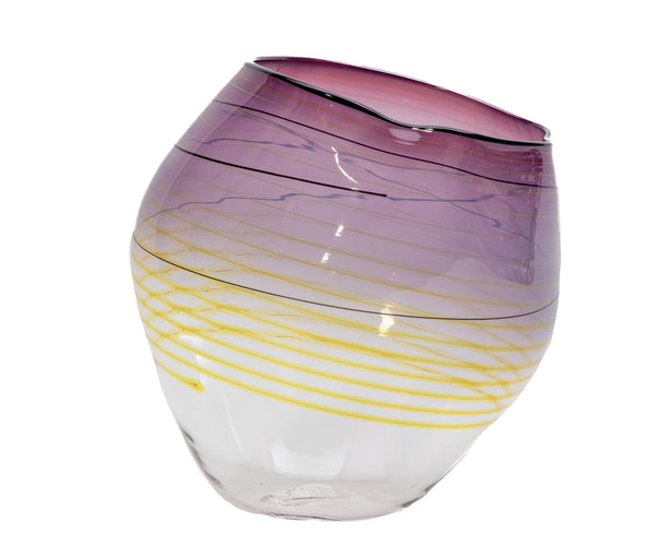 Dale Chihuly Violet Basket 3 Piece Set Signed 2010 Portland Press Hand-blown Glass