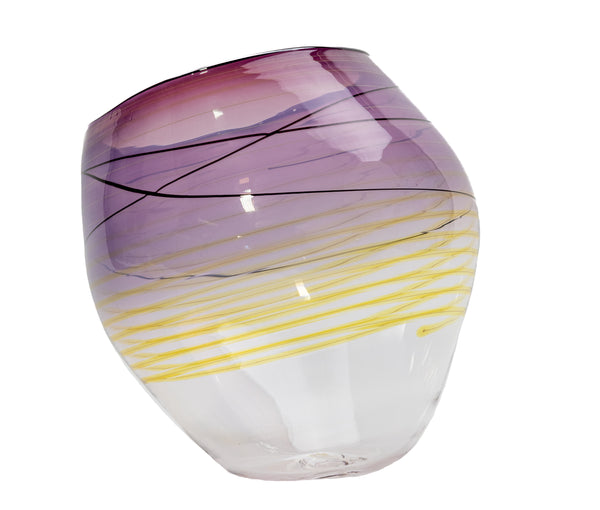Dale Chihuly Violet Basket 3 Piece Set Signed 2010 Portland Press Hand-blown Glass