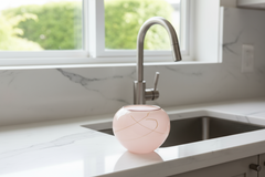 Dale Chihuly, White Basket with Olive Threads and Dark Plum Lip Wrap, 1979 Signed Hand Blown Glass