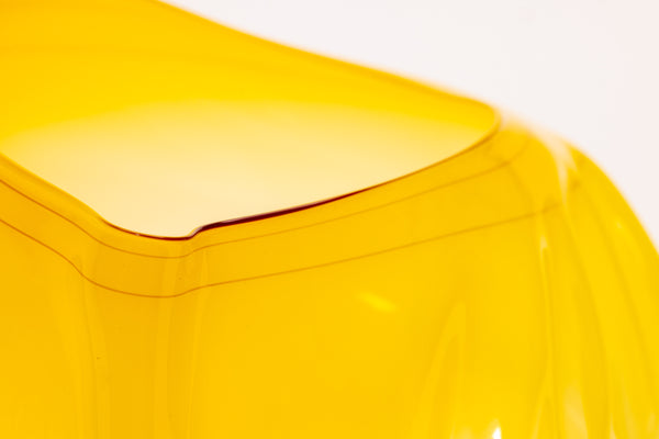 Dale Chihuly Yellow Basket with Orange Lip Wrap Signed 1997 Hand-Blown Glass