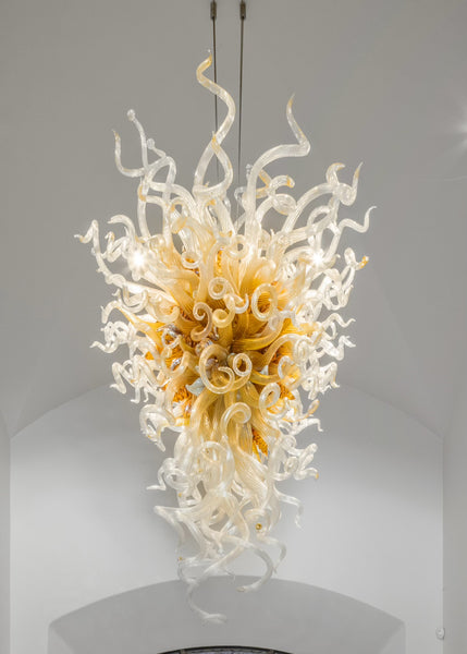 Dale Chihuly Authentic Large 6.5' Baltic Amber Hand Blown Glass Chandelier