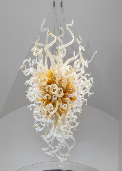 Dale Chihuly Authentic Large 6.5' Baltic Amber Hand Blown Glass Chandelier