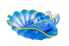 Dale Chihuly Larkspur Blue Seaform Set with Marigold Lip Wraps Sold Out Portland Press Signed Edition