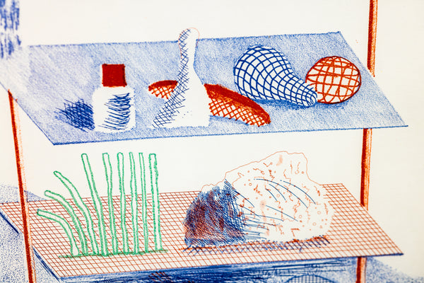David Hockney Figures with Still Life Etching Edition of 200 From The Blue Guitar Series