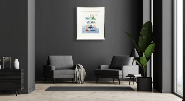 David Hockney Figures with Still Life Etching Edition of 200 From The Blue Guitar Series