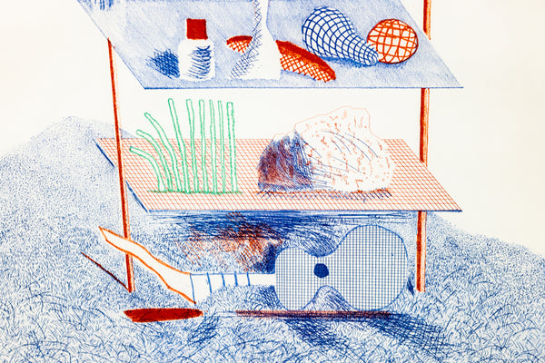 David Hockney Figures with Still Life Etching Edition of 200 From The Blue Guitar Series