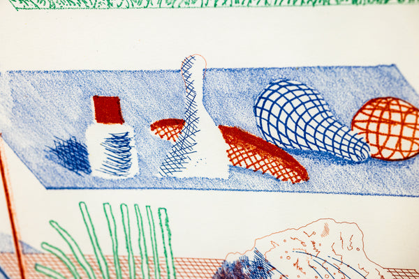 David Hockney Figures with Still Life Etching Edition of 200 From The Blue Guitar Series