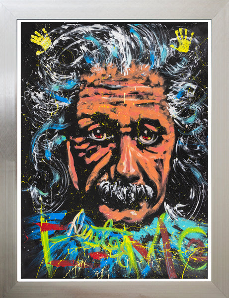 Denny Dent Rare Albert Einstein Signed Large 71” Original Painting
