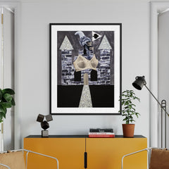 "Holding Court" (2015) by Derrick Adams, a black-and-white archival pigment print on hotpress paper, published by Eminence Grise Editions