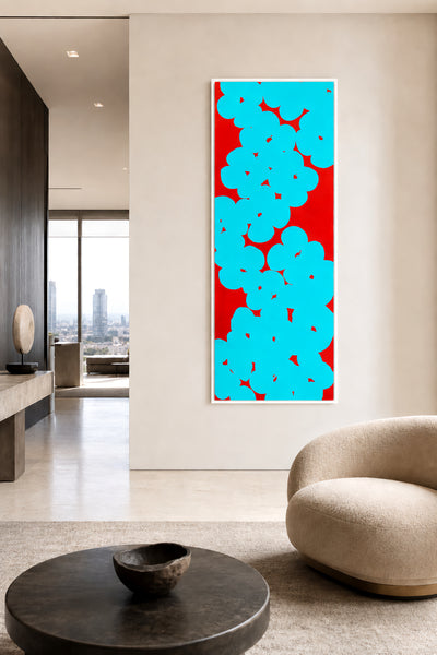 Donald Sultan, Wallflower (Aqua and Red), 2018 Signed Screenprint Edition of 12
