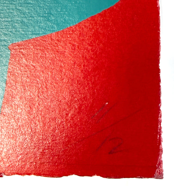 Donald Sultan, Wallflower (Aqua and Red), 2018 Signed Screenprint Edition of 12