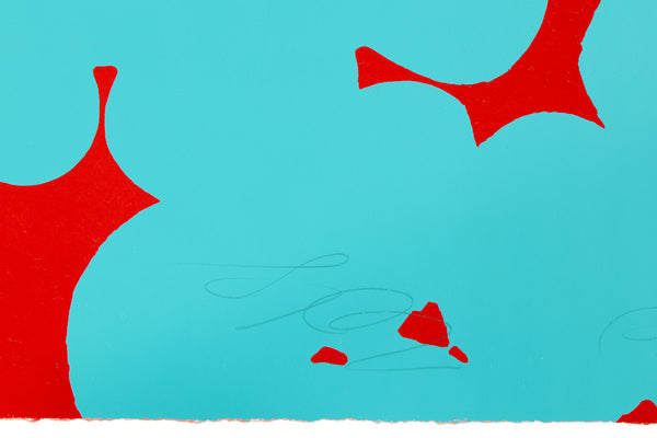 Donald Sultan, Wallflower (Aqua and Red), 2018 Signed Screenprint Edition of 12