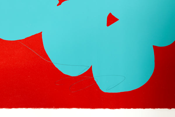 Donald Sultan, Wallflower (Aqua and Red), 2018 Signed Screenprint Edition of 12