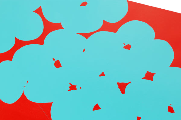 Donald Sultan, Wallflower (Aqua and Red), 2018 Signed Screenprint Edition of 12