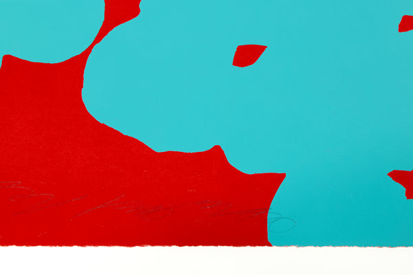Donald Sultan, Wallflower (Aqua and Red), 2018 Signed Screenprint Edition of 12
