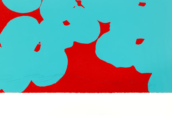 Donald Sultan, Wallflower (Aqua and Red), 2018 Signed Screenprint Edition of 12