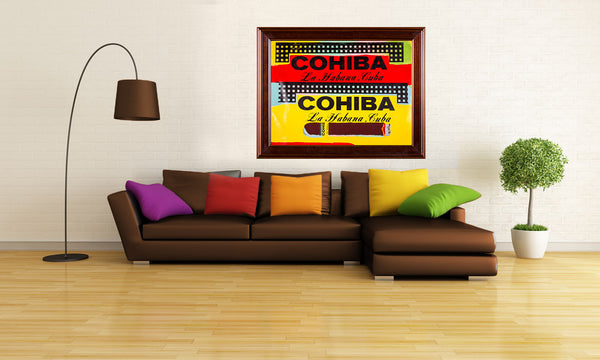 Steve Kaufman Double Cohiba Warhol Famous Assistant Pop Art Oil Painting Canvas by Steve Kaufman