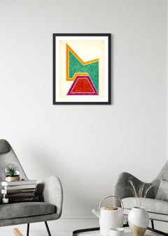 Wolfeboro, by Frank Stella, a vibrant color lithograph from the renowned Eccentric Polygons Series. This geometric abstraction on Arches paper features interlocking angular forms, published by Gemini G.E.L.