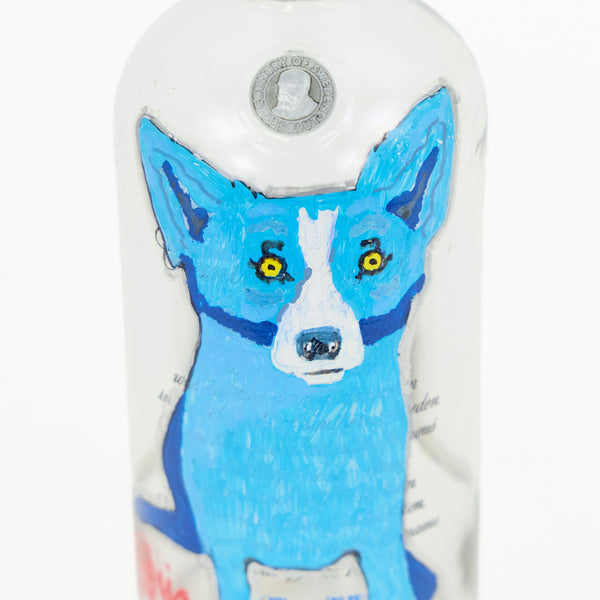 George Rodrigue, Blue Dog, Original Painting on Signed Absolut Vokda Bottle