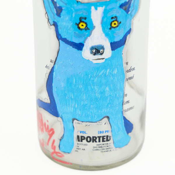 George Rodrigue, Blue Dog, Original Painting on Signed Absolut Vokda Bottle