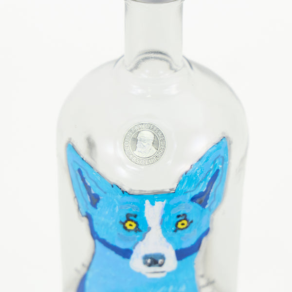 George Rodrigue, Blue Dog, Original Painting on Signed Absolut Vokda Bottle