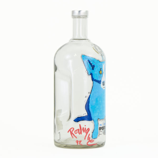 George Rodrigue, Blue Dog, Original Painting on Signed Absolut Vokda Bottle