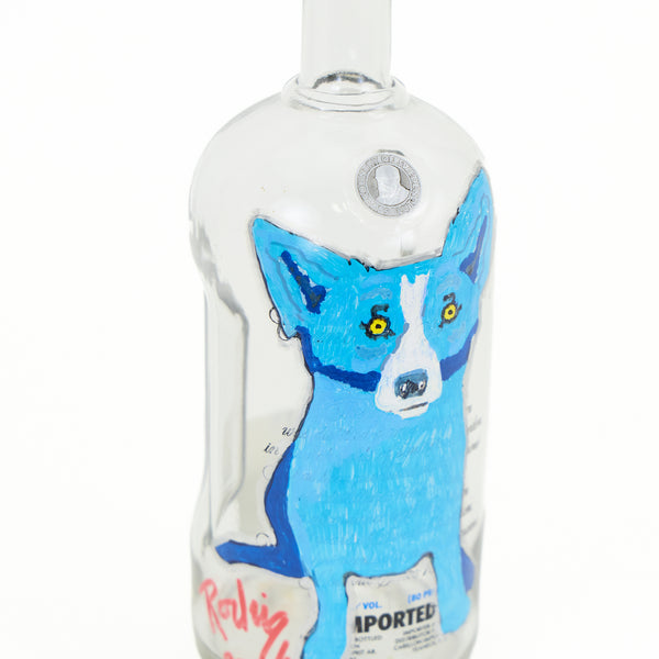 George Rodrigue, Blue Dog, Original Painting on Signed Absolut Vokda Bottle