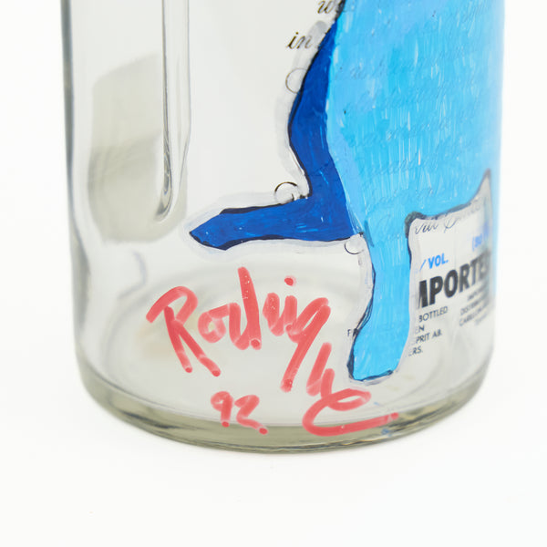 George Rodrigue, Blue Dog, Original Painting on Signed Absolut Vokda Bottle