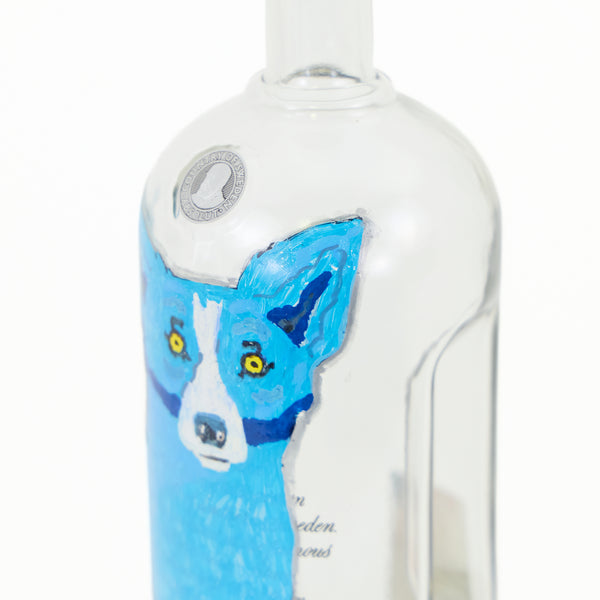 George Rodrigue, Blue Dog, Original Painting on Signed Absolut Vokda Bottle