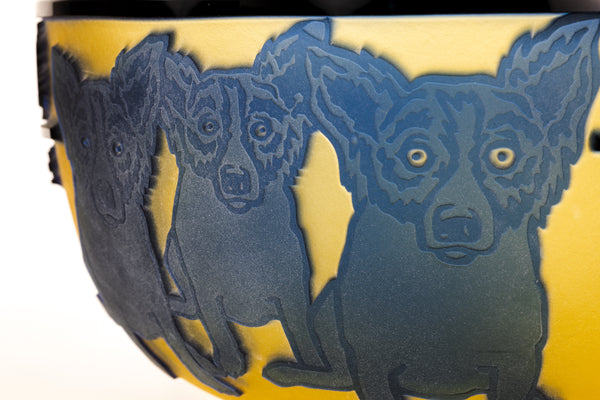 George Rodrigue Glass Sculpture Blue Dog with Cypress Trees 1994 Edition of 35