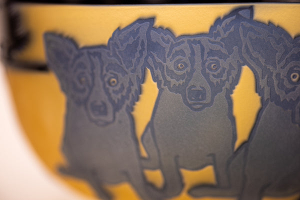 George Rodrigue Glass Sculpture Blue Dog with Cypress Trees 1994 Edition of 35