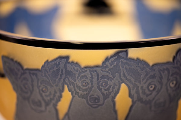 George Rodrigue Glass Sculpture Blue Dog with Cypress Trees 1994 Edition of 35