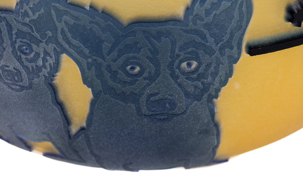 George Rodrigue Glass Sculpture Blue Dog with Cypress Trees 1994 Edition of 35