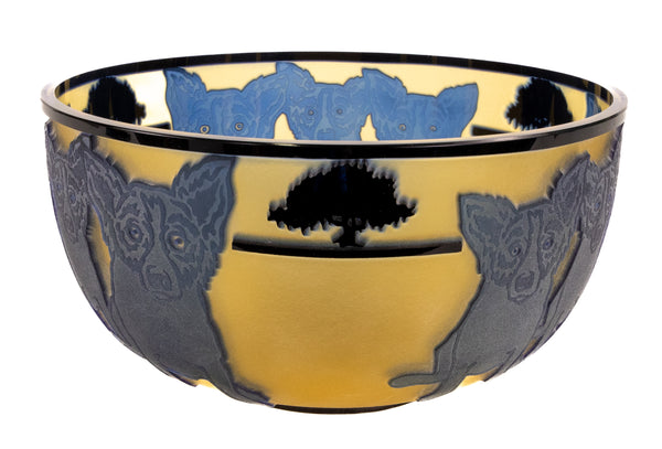 George Rodrigue Glass Sculpture Blue Dog with Cypress Trees 1994 Edition of 35