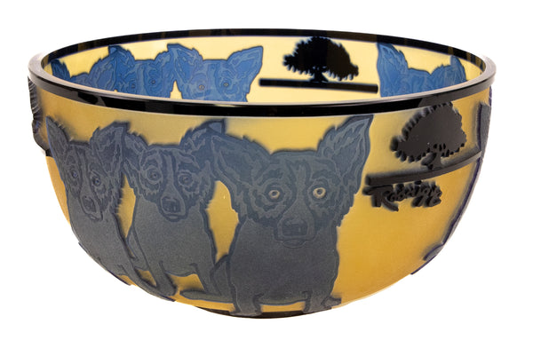 George Rodrigue Glass Sculpture Blue Dog with Cypress Trees 1994 Edition of 35